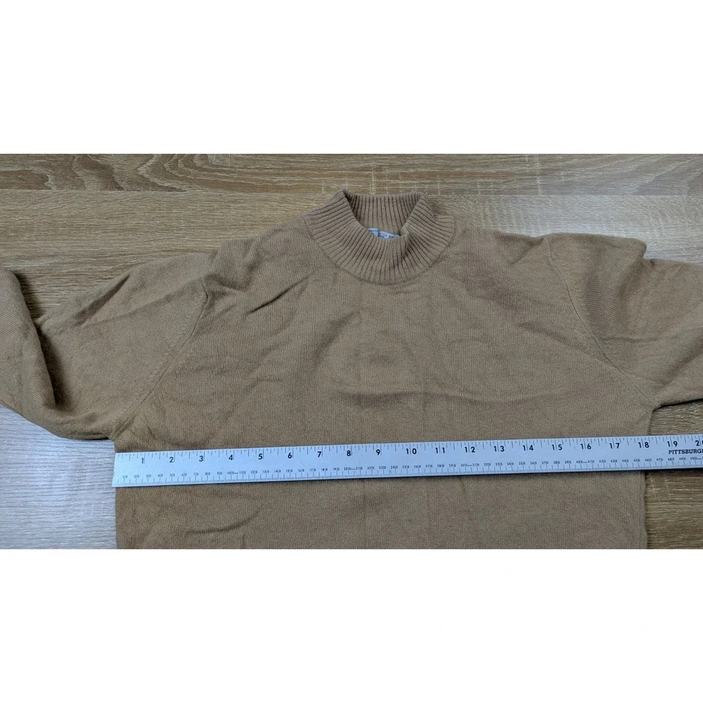 Lyle‎ And Scott Sweater Tan Mockneck Pure Cashmere Old Money Womens Size 38
